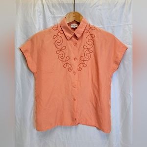 VTG Italian Gorgeous Pure Silk Peach Blouse